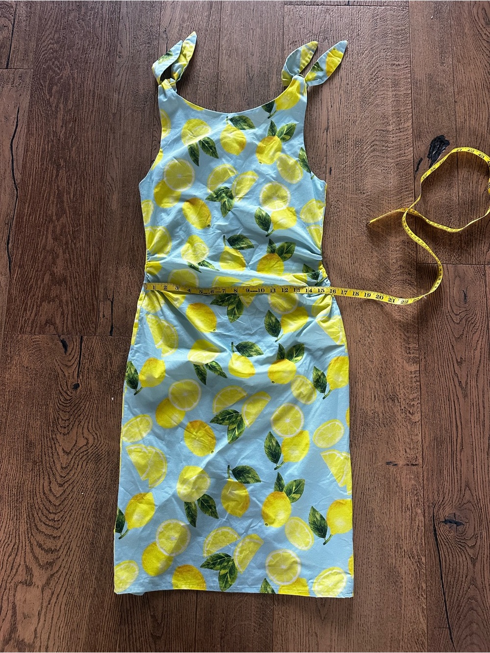 Hidden Lillium-Sleeveless Verona Light Blue Lemon Print Midi Dress - Picture 9 of 12